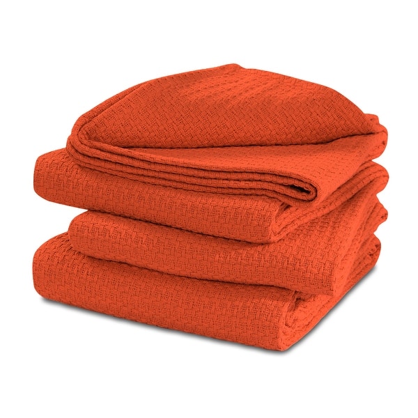 slide 2 of 33, 100% Cotton Basket Weave Thermal Bed Blanket Breathable Soft Layering All Season Medium Weight