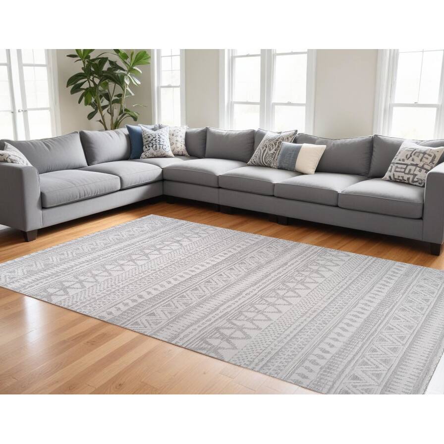 Bibiz Distressed Abstract Stain Resistant Woven Low Pile Area Rug By HomeRoots