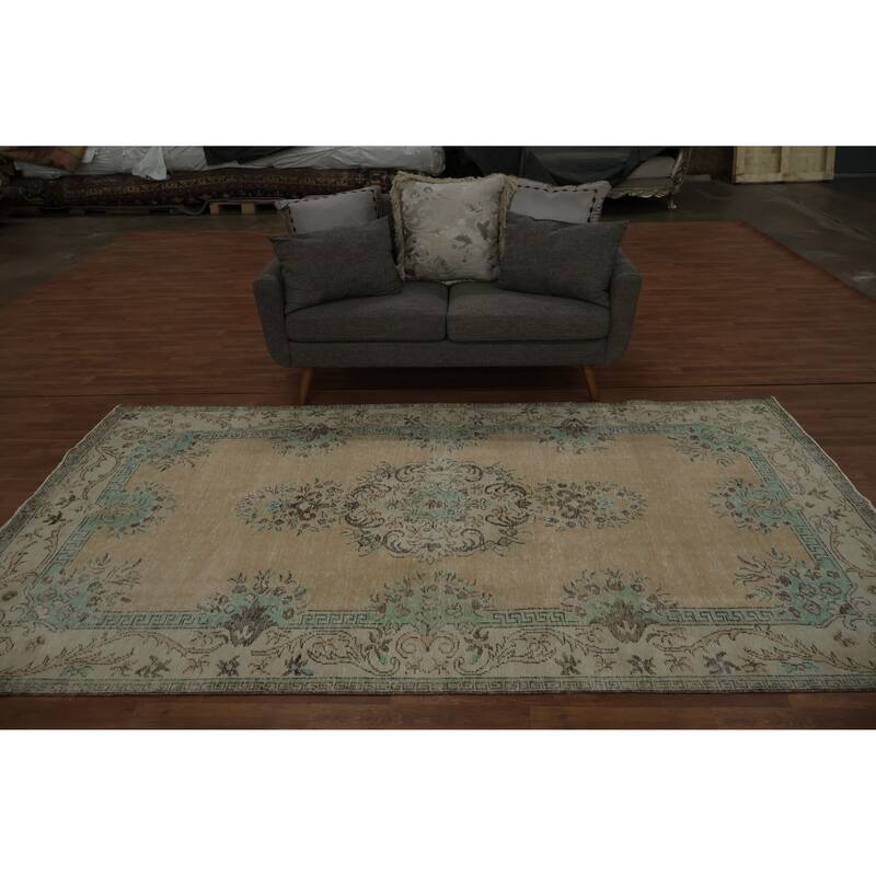 Hand Knotted Oriental 100% Wool Carpet Transitional Floral Oranges & Rust Anatolian Area Rug - 10' 0'' X 5' 8''