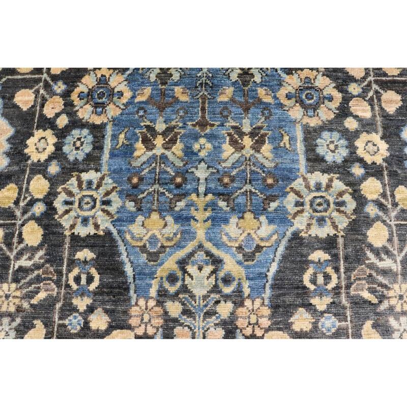 Southwestern Heriz Ziegler Brenna Grey Blue Hand-Knotted Rug - 3'10'' x 5'10''