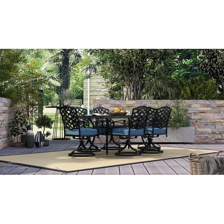 Torino 7-piece Aluminum Dining Set with 6 Swivel Rockers - N/A