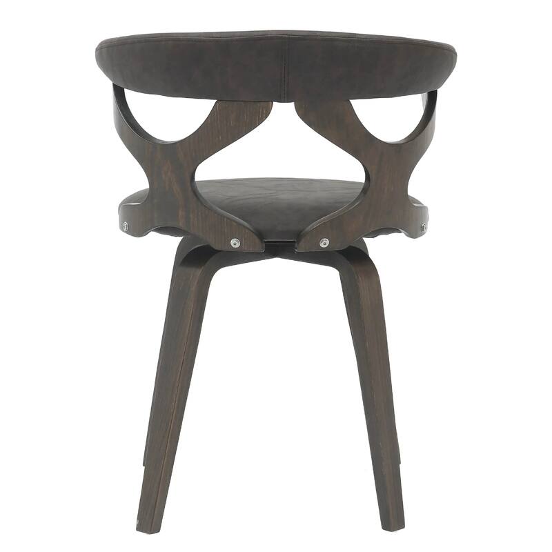 Klyne Leather Dining Chair with Poplar Wood Frame - Mid-Century Wooden Accent Chair with Swivel Base Set of 2