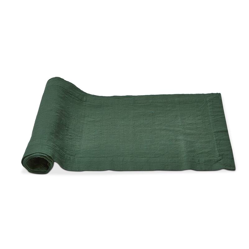 Threads Slub Runner - Dark Green Cotton Table Runner, 72" x 14.5", Machine Washable, Perfect for Spring Decor