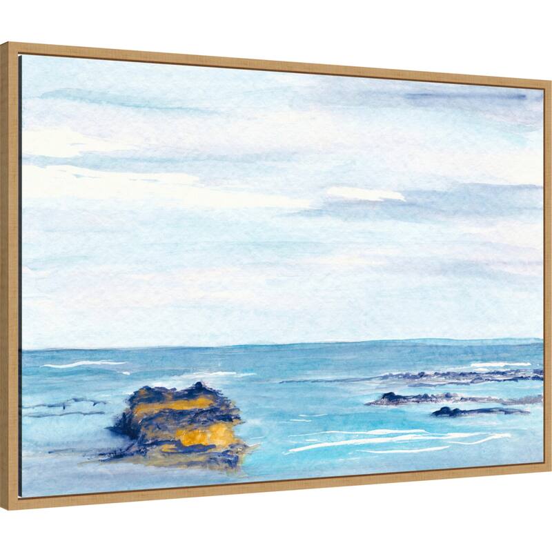Tranquil Seascape with Rocks by Danushka Abeygoda Framed Canvas Wall Art Print