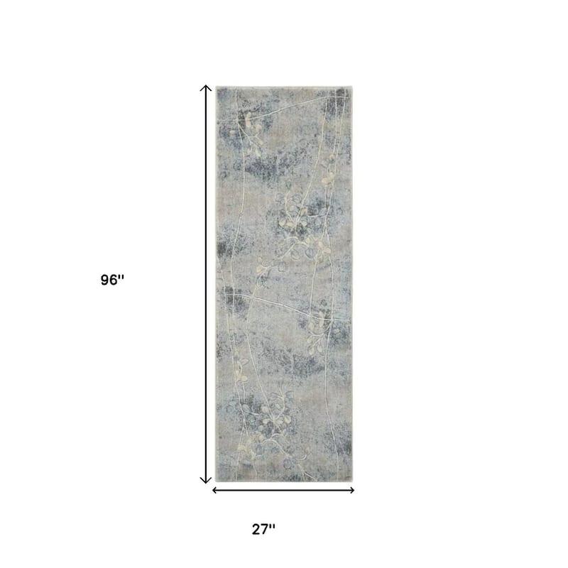 Caki Power Loomed Floral Traditional Area Rug By HomeRoots - 96' X '27' X '0.5