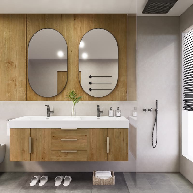 Noble 60" Wall Mounting Vanity with Reinforced Acrylic Double Sink