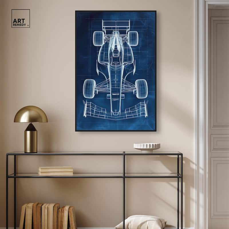 Race Car Blueprint Canvas by Art Remedy