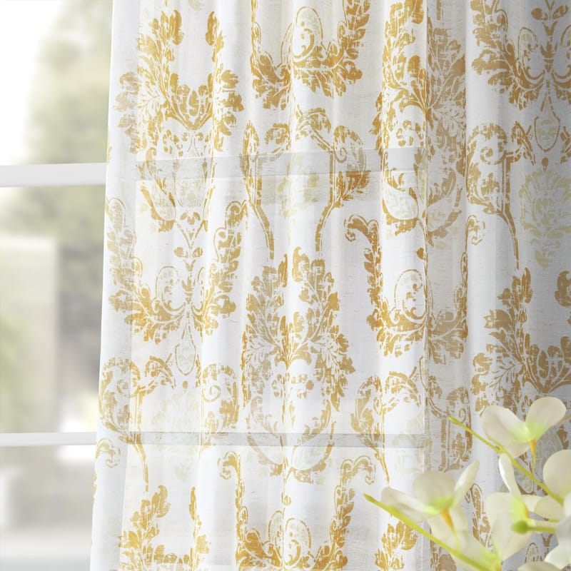 Exclusive Fabrics Terrace Printed Faux Linen Sheer Curtain (1 Panel)