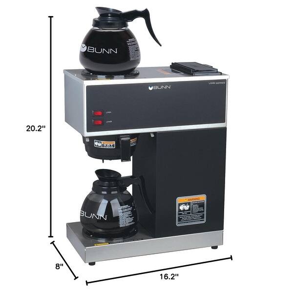 12-Cup Commercial Coffee Brewer with Upper and Lower Warmers and Two Glass  Decanters, Black, Stainless, Standard - Bed Bath & Beyond - 41320618