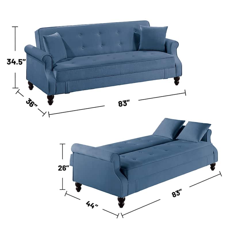 Burnt-Out Fabric Upholstered Adjustable Sofa with Storage