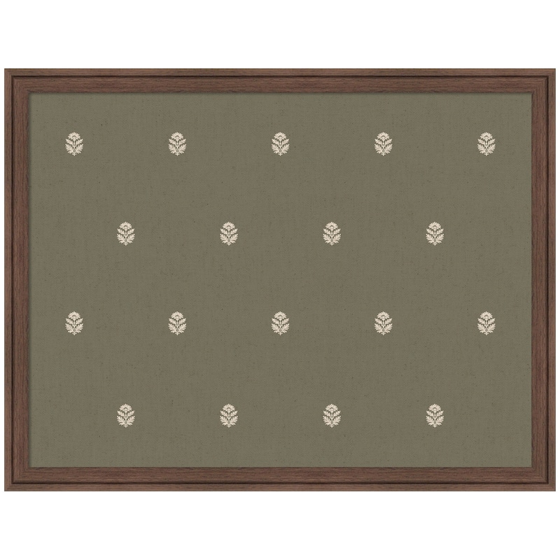 Kate and Laurel Pinboard Green Botanical Block Print - 26x20 - Florence Medium Brown