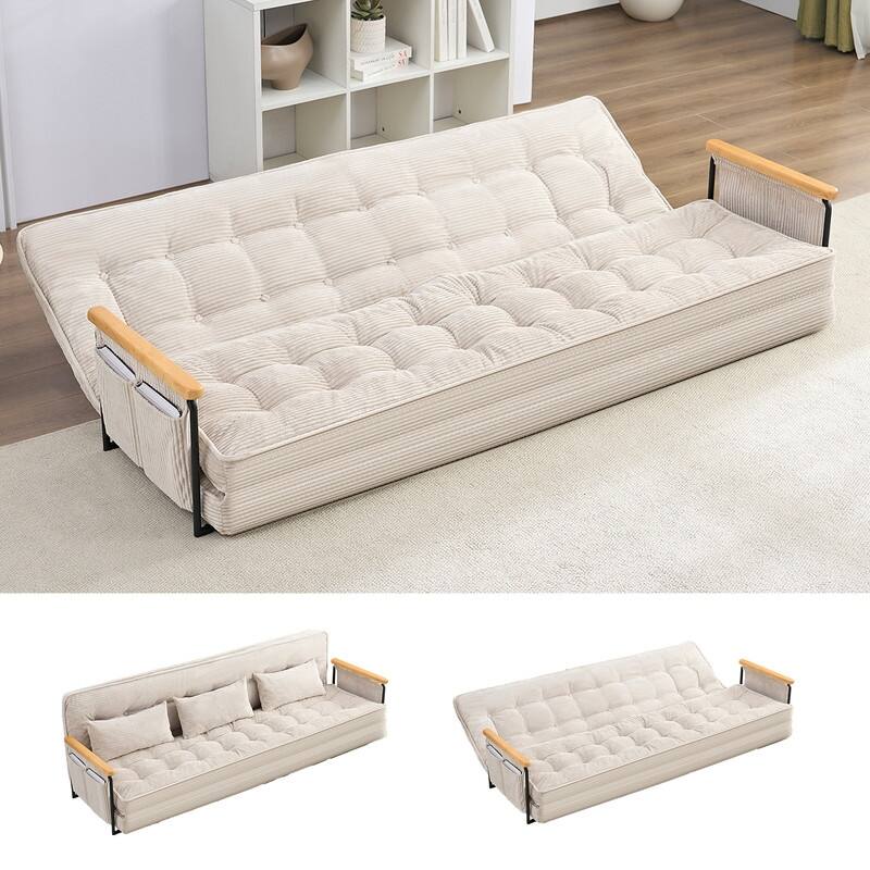 Mixoy Muti-Functional Folding Floor Sofa Bed,3-Seater,2-Seater,1-Seater Lazy Futon Sofa with 6 Position Adjustable Backrest - 86.6''*28''*26.4'' - BEIGE