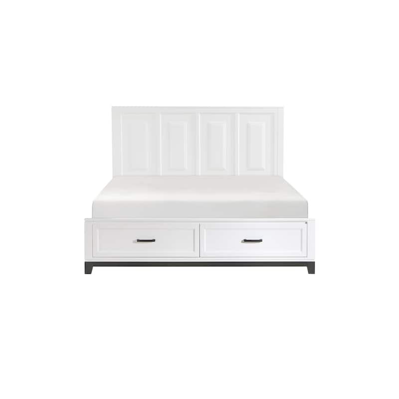 Saratoga 3 Piece White Modern Storage Platform Bedroom Set