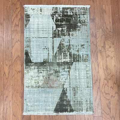 HERAT ORIENTAL Turkish Modern Erased Design Wool & Silk Rug - 2' x 2'11"