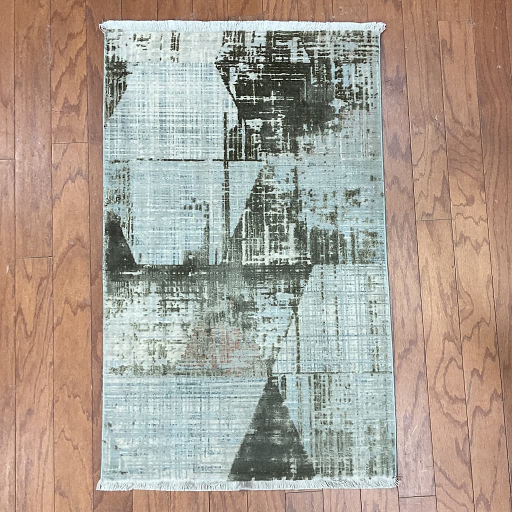 HERAT ORIENTAL Turkish Modern Erased Design Wool & Silk Rug - 2' x 2'11"