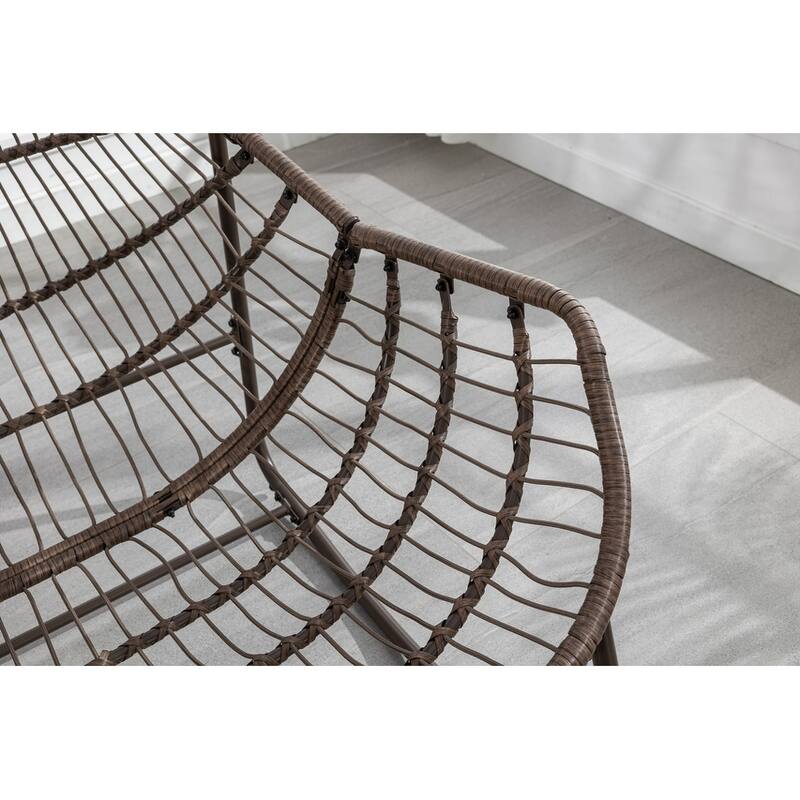 Premium Oversized Rattan Rocking Chair with Padded Cushion - Comfortable Recliner for Indoor & Outdoor Relaxation