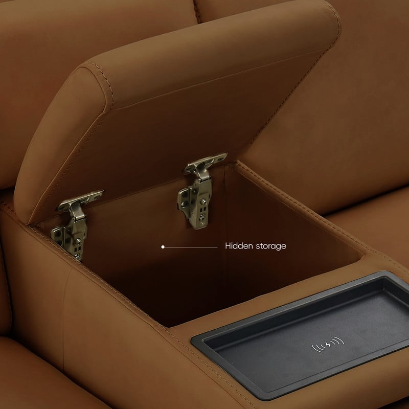 6PCS, 3 power Recliners, Leather Reclining Large Sectional with Power Headrest, Wireless Charging