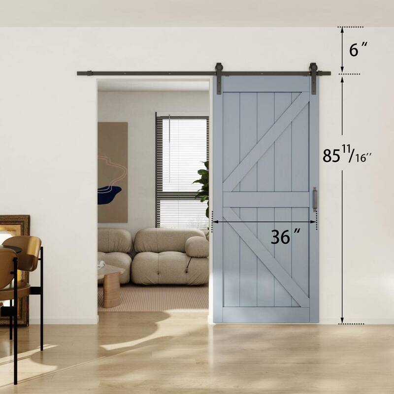 36" Width Barn Door MDF Wood and Metal With Hardware Kit