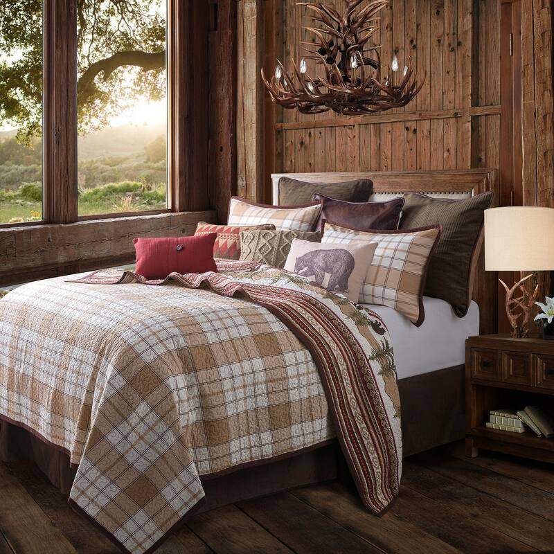 Paseo Road by HiEnd Accents Bear Trail Rustic Lodge Reversible Quilt Set, 3PC