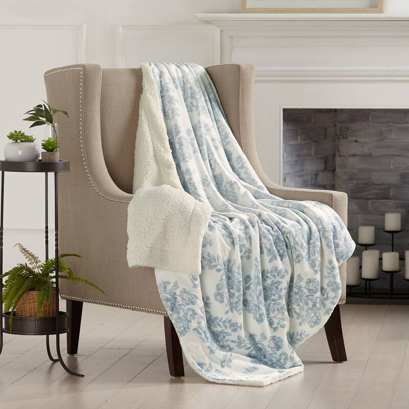 Luxurious Velvet Plush Fleece Reversible Sherpa Throw