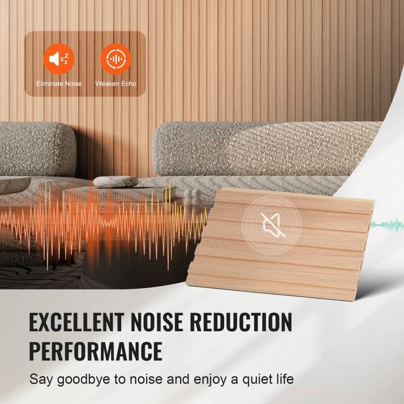 34.8 Sq Ft WPC Acoustic Wall Panels 8 Pieces Fire-Resistant Slat Design for Soundproof Room Decor - 96.5" x 6.5" x 0.35"