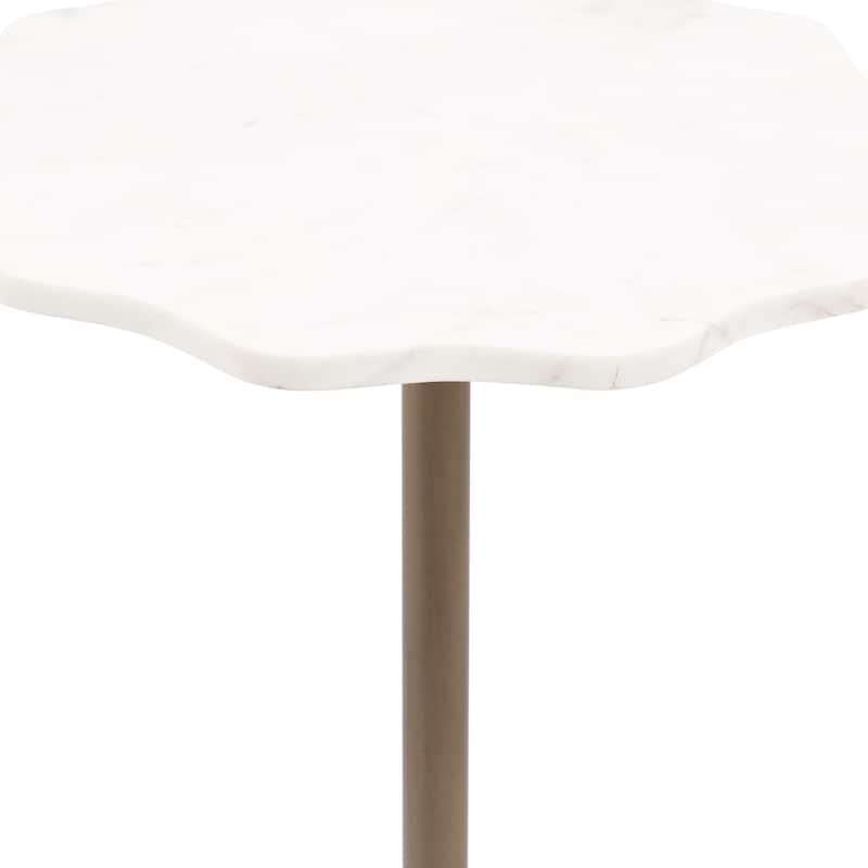 Kate and Laurel Sanzo Scalloped Marble and Metal Drink Table