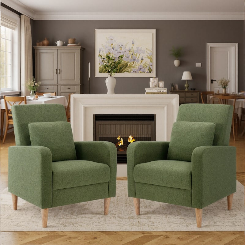 Fabric/Leather Modern Accent Chairs with Lounge Seat - set of 1 - Green-F