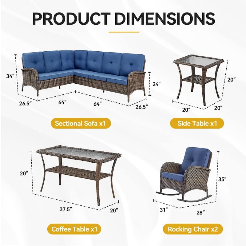 Outdoor Sectional Sofa with Cushion Funiture Set