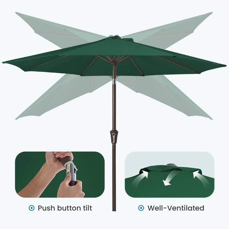 10ft Patio Market Umbrella with Crank & Tilt,UV-Risistant