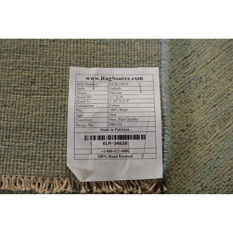 Modern Gabbeh Oriental Rug Handmade Bedroom Wool Carpet - 2'9" x 3'10"