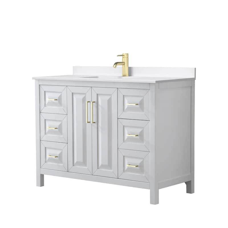 Wyndham Collection WCV252548S-QTZ-UNSMXX Daria 48" Free Standing - White / White Quartz Top / Brushed Gold Hardware