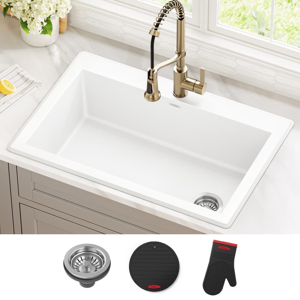 KRAUS Forteza Granite 33 inch Undermount Drop-in Kitchen Sink