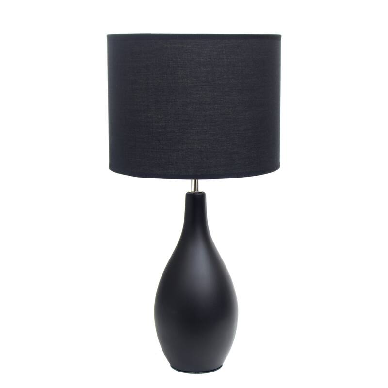 Luxury Table Lamp - Ceramic Hourglass Lamp Shade, Black Finish - Living Room Bedroom Decor