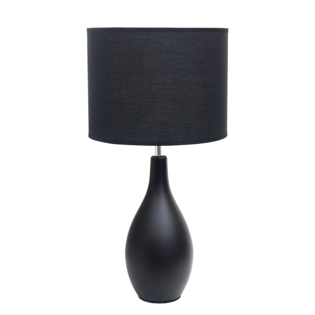 Luxury Table Lamp - Ceramic Hourglass Lamp Shade, Black Finish - Living Room Bedroom Decor