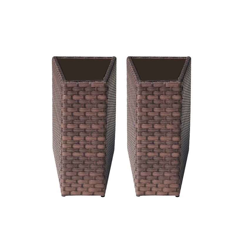2-piece Outdoor Wicker Arm Table Patio Side Table