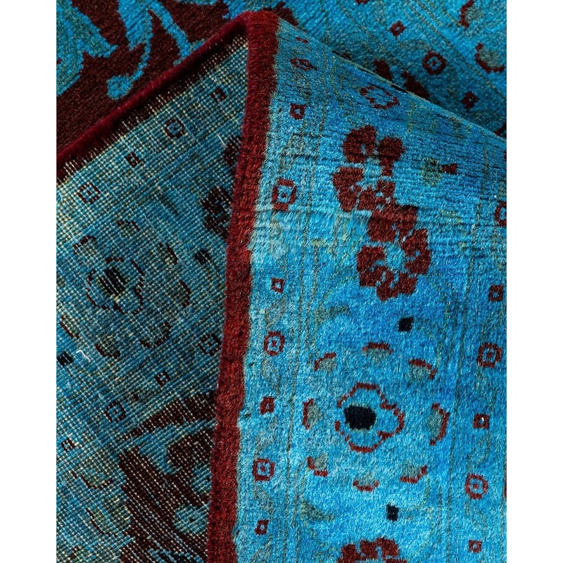 Overton Hand Knotted Wool Vintage Inspired Modern Contemporary Overdyed Blue Runner Rug - 2' 6" x 10' 4"