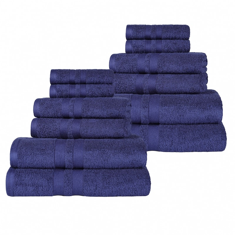 Superior Ultra-Soft Cotton Solid Quick-Drying 12 Piece Towel Set