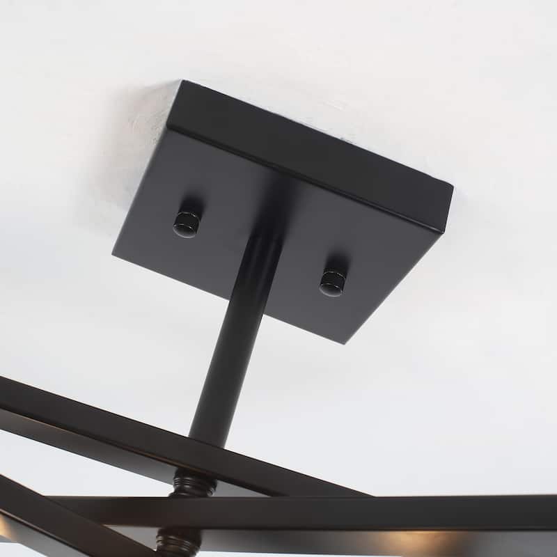 15.8 in. 3-Light Modern Farmhouse Semi-Flush Mount Ceiling Light, Classic Semi Flush Mount Chandelier for Kitchen Dining Room
