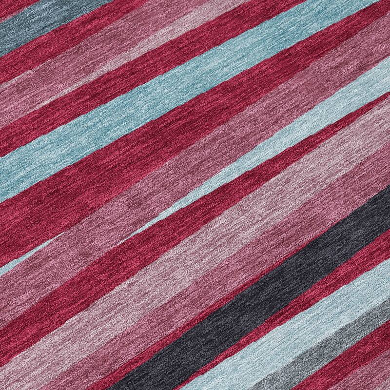 Machine Washable Indoor/ Outdoor Modern Stripes Chantille Rug