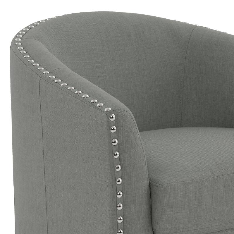Modern Swivel Barrel Chair with Nailhead Trim