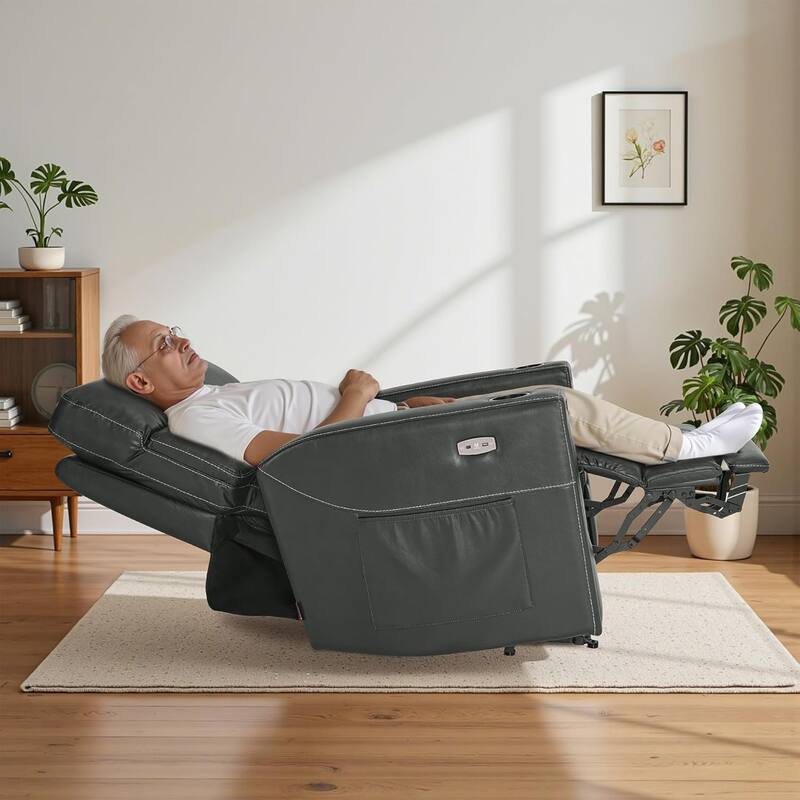 MCombo 380lbs Oversized Dual Motors Power Lift Recliner Chair, for Heights 5'7''-6'6" Big and Tall People, Faux Leather R7177