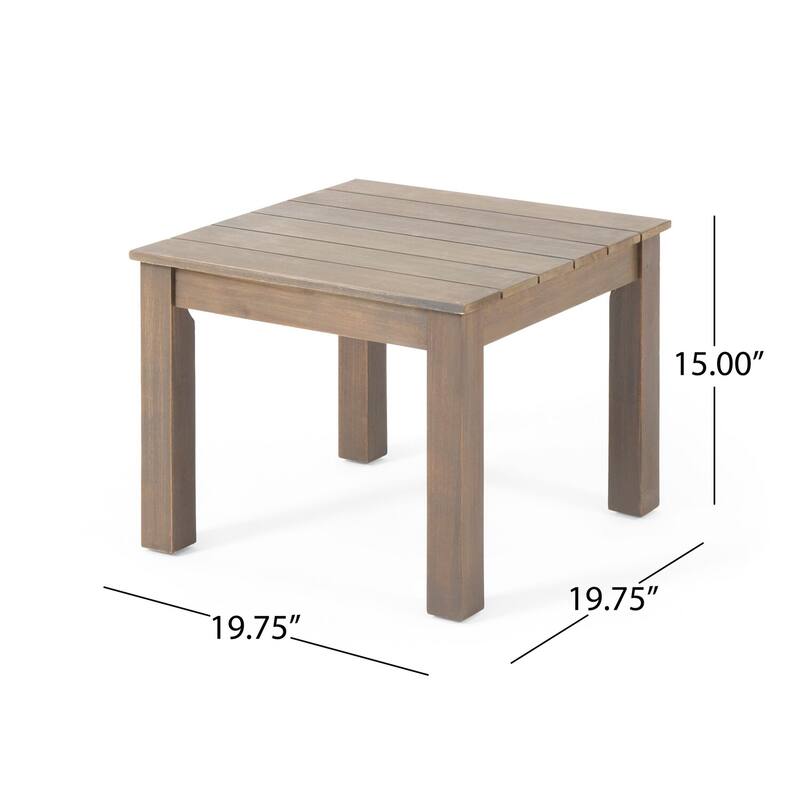 19.75 in. Brown Square Wood End Table with Slatted Design