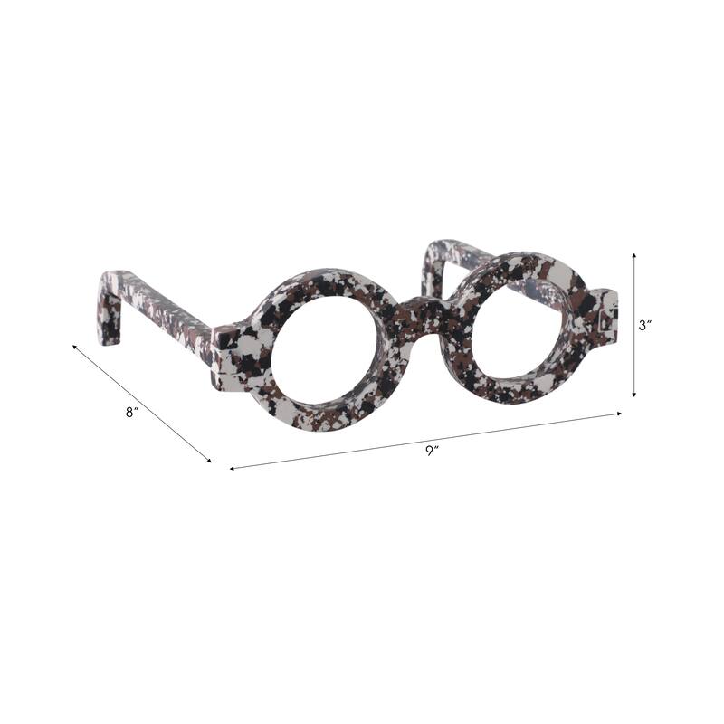 Stone Decorative Object Unique Eyewear Shape with Sculptural Design - 9" x 8" x 3"