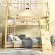 preview thumbnail 2 of 19, Twin Over Queen Bunk Bed Wooden Kids Bed with Climbing Nets and Ramp