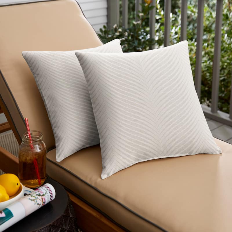 Sorra Home Sunbrella Leaf Pattern Indoor/Outdoor Knife Edge Square Pillows (Set of 2) - 20 in - Clock Out Cloud
