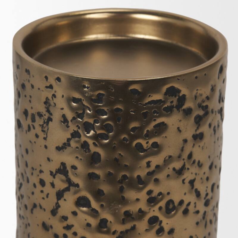 Akira Large Hammered Gold Metal Pillar Candle Holder