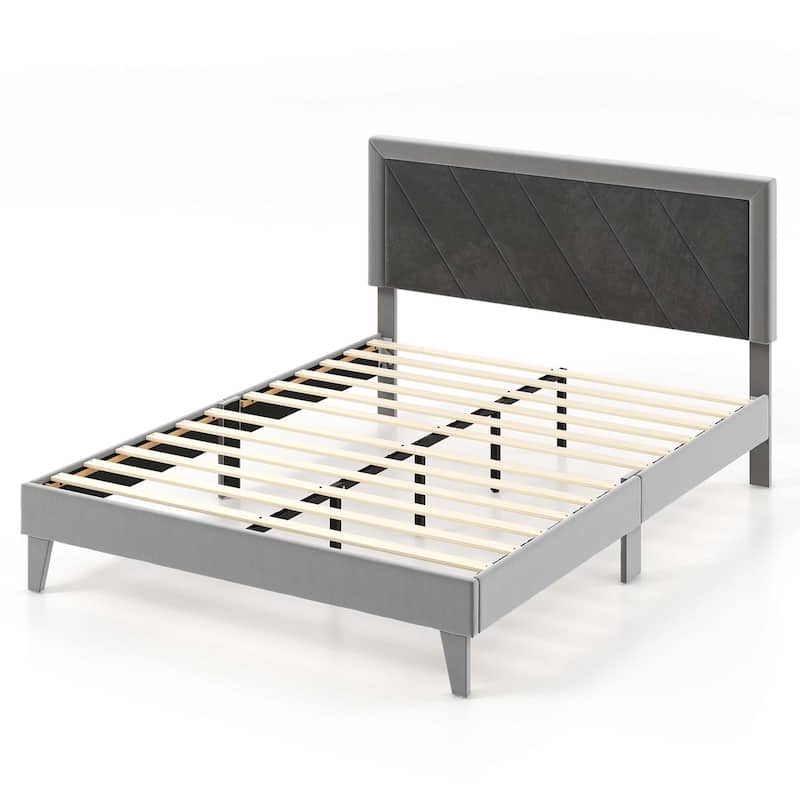 Costway Full/Queen/Twin Size Bed Frame Upholstered Platform Velvet