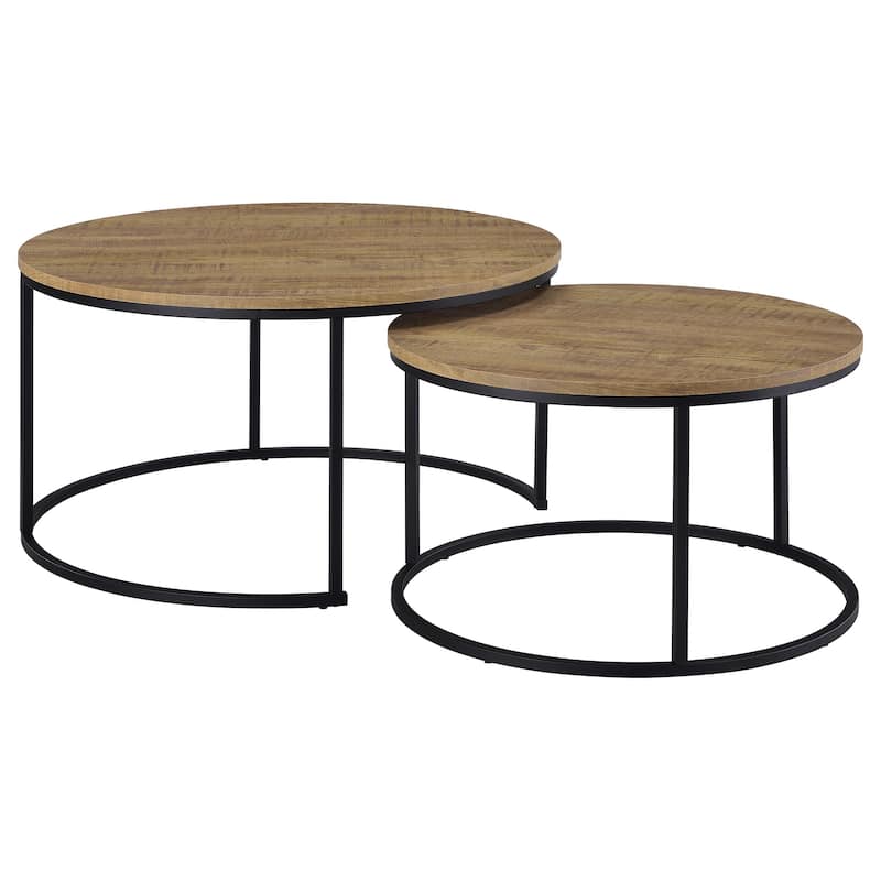 Lainey 2-piece Round Nesting Coffee Table - Mango / Black