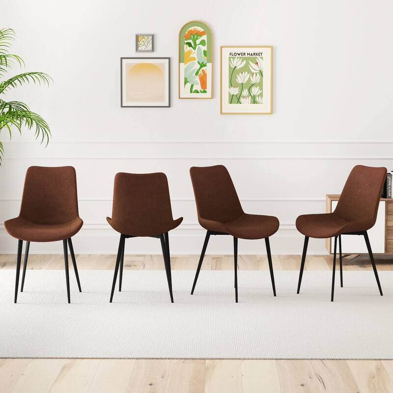 Gymax Dining Chair Set of 4 w/ Metal Legs Padded Seats & Backs for