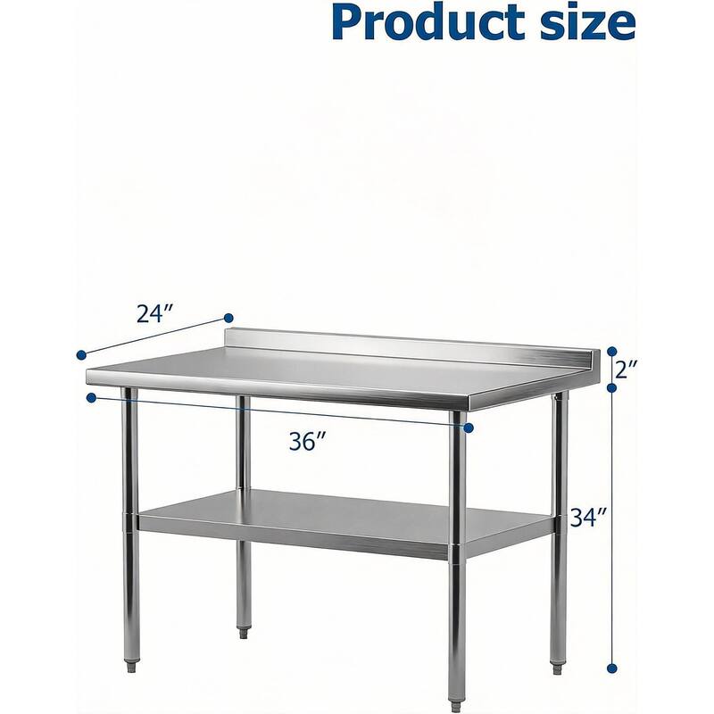 Heavy Duty Stainless Steel Work Table, with Backsplash